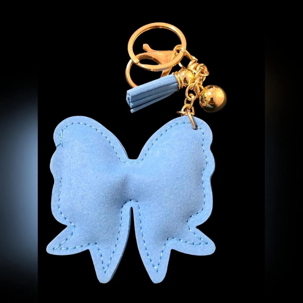 Blue Rhinestone Bow Bag Charm Keychain